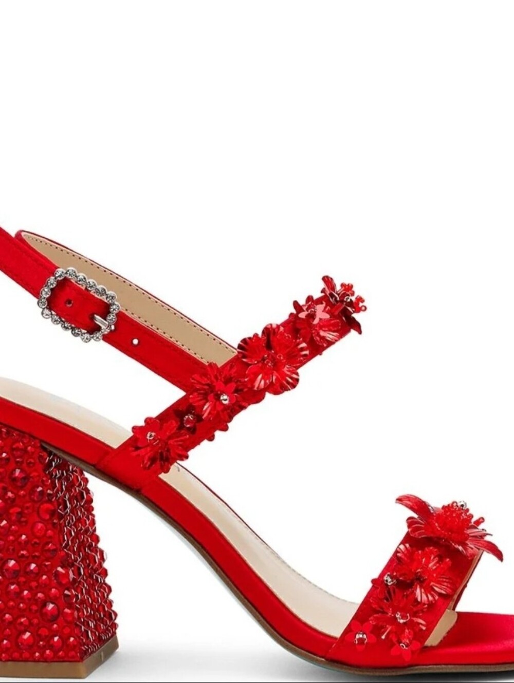 ❤️▪️ Betsey Johnson▪️ the Drue Metallic Rhinestone Embellished Dress Red Heels - Picture 2 of 5
